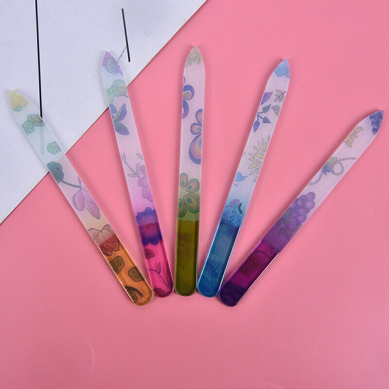 Lovely Crystal Glass Nail File Beauty Nail Arts Practice Tool Random Patt.l8