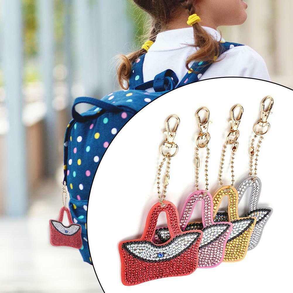 4pcs DIY Full Drill Special Shaped Diamond Painting Keychain Women Pendant @
