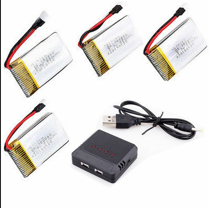 Usb Charger 1 To 4 for 4 Battery Syma X5c X5sc X5a H5c Lipo 3 7V 500 Mah 25c Rc