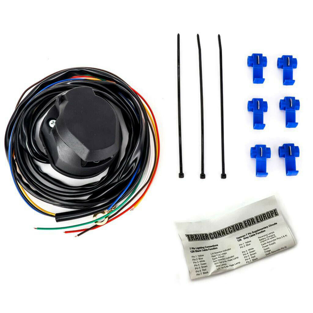 7 Pin Trailer Socket Box Extension Cable 1.5m Wire Europe Trailer Connector