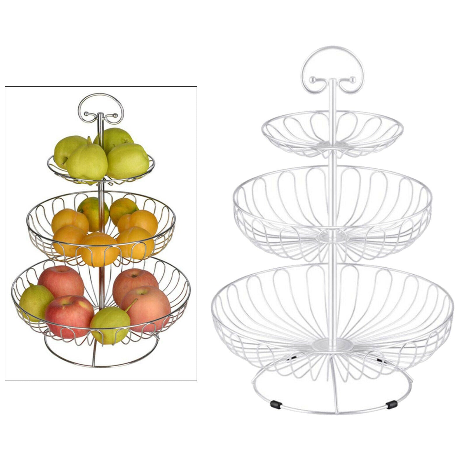 Metal Wire Countertop Basket Rack Stand for Fruit, Vegetables, Snacks White