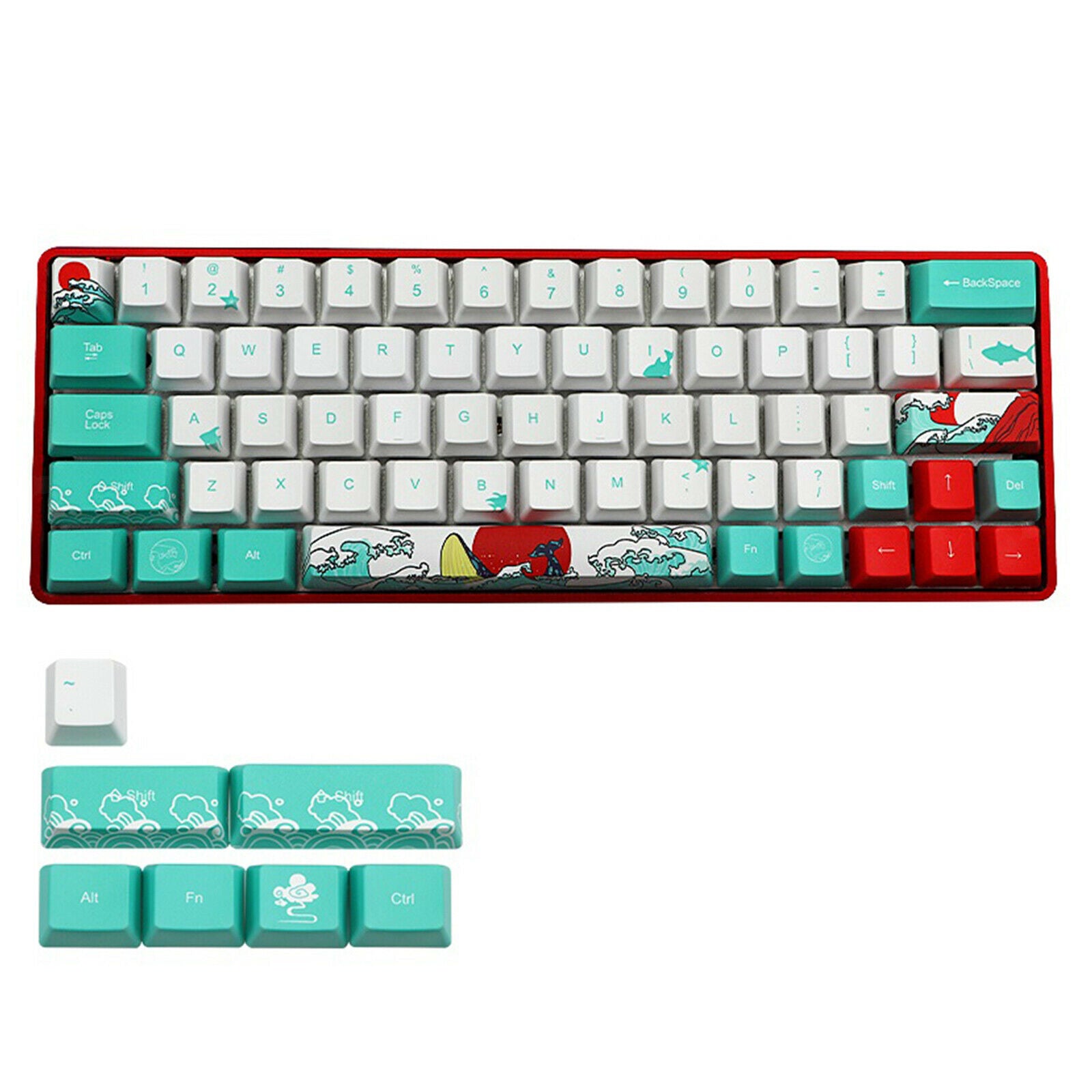 Coral Sea Ukiyo-e DYE-SUB PBT Keycaps Set for Cherry MX Keyboards English