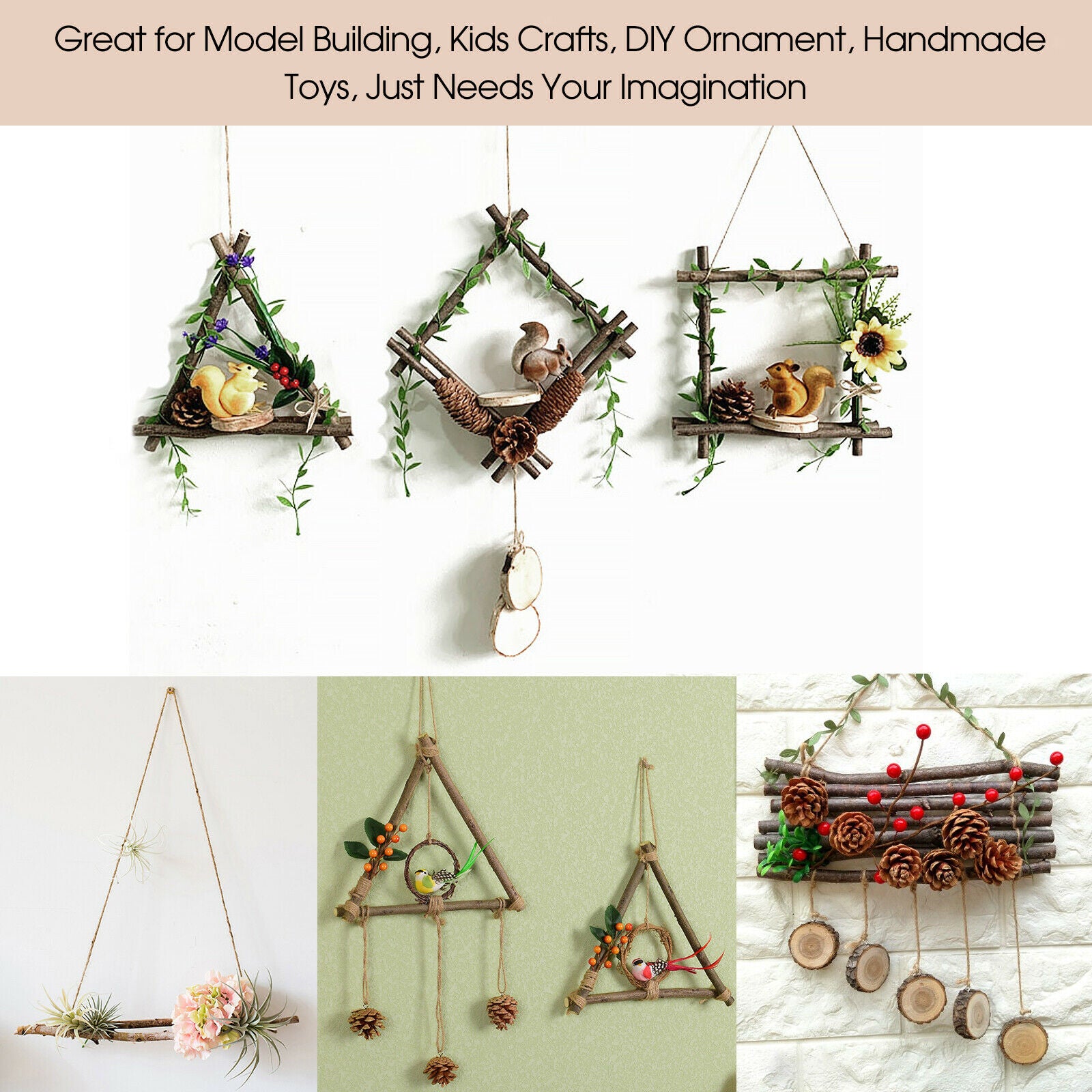 7pcs Driftwood Tree Branch Twig Rustic Home Embellishments Wood Stick Rod
