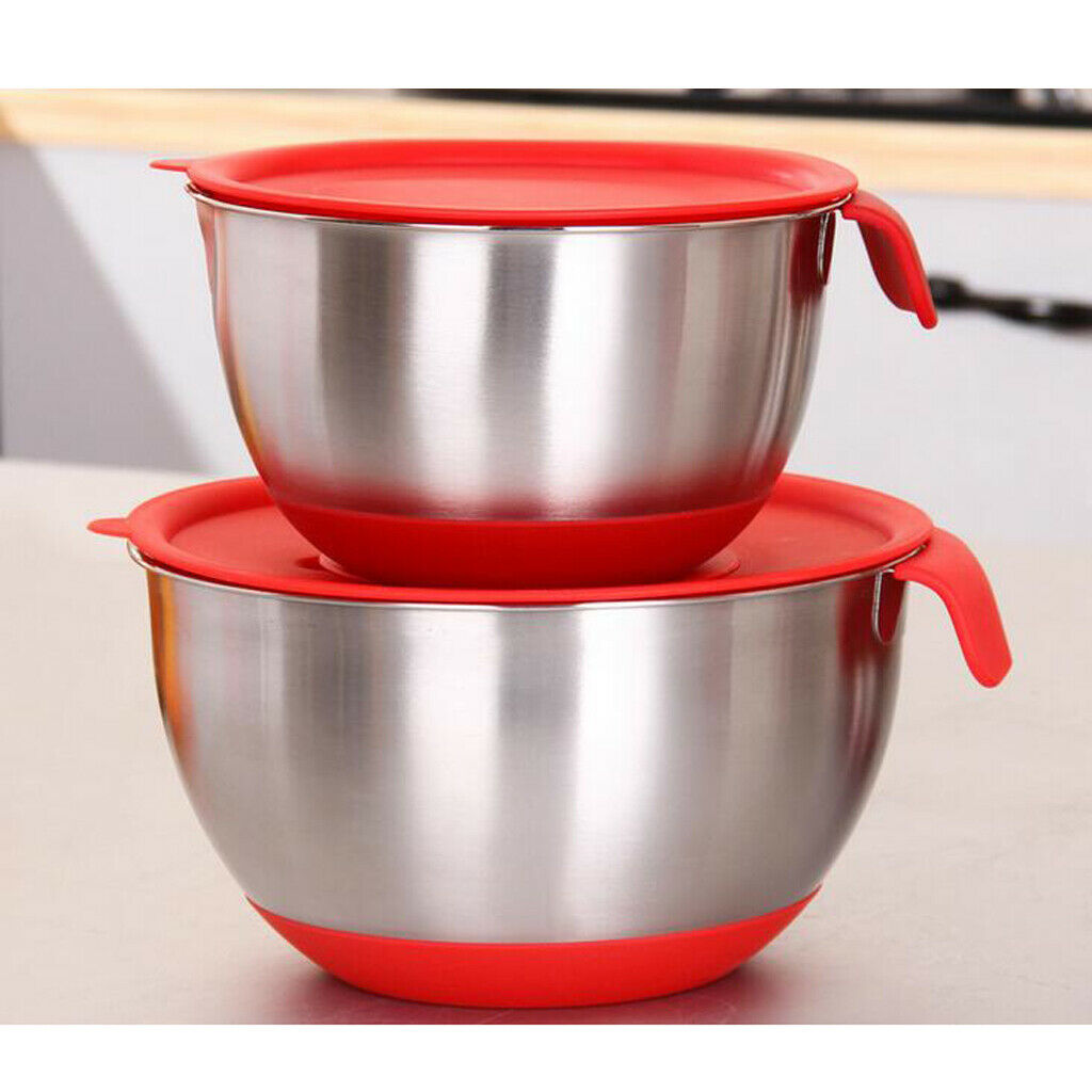 Mixing Bowls with Lid Stainless Steel Egg Whisk Mix Serving Storage 24cm