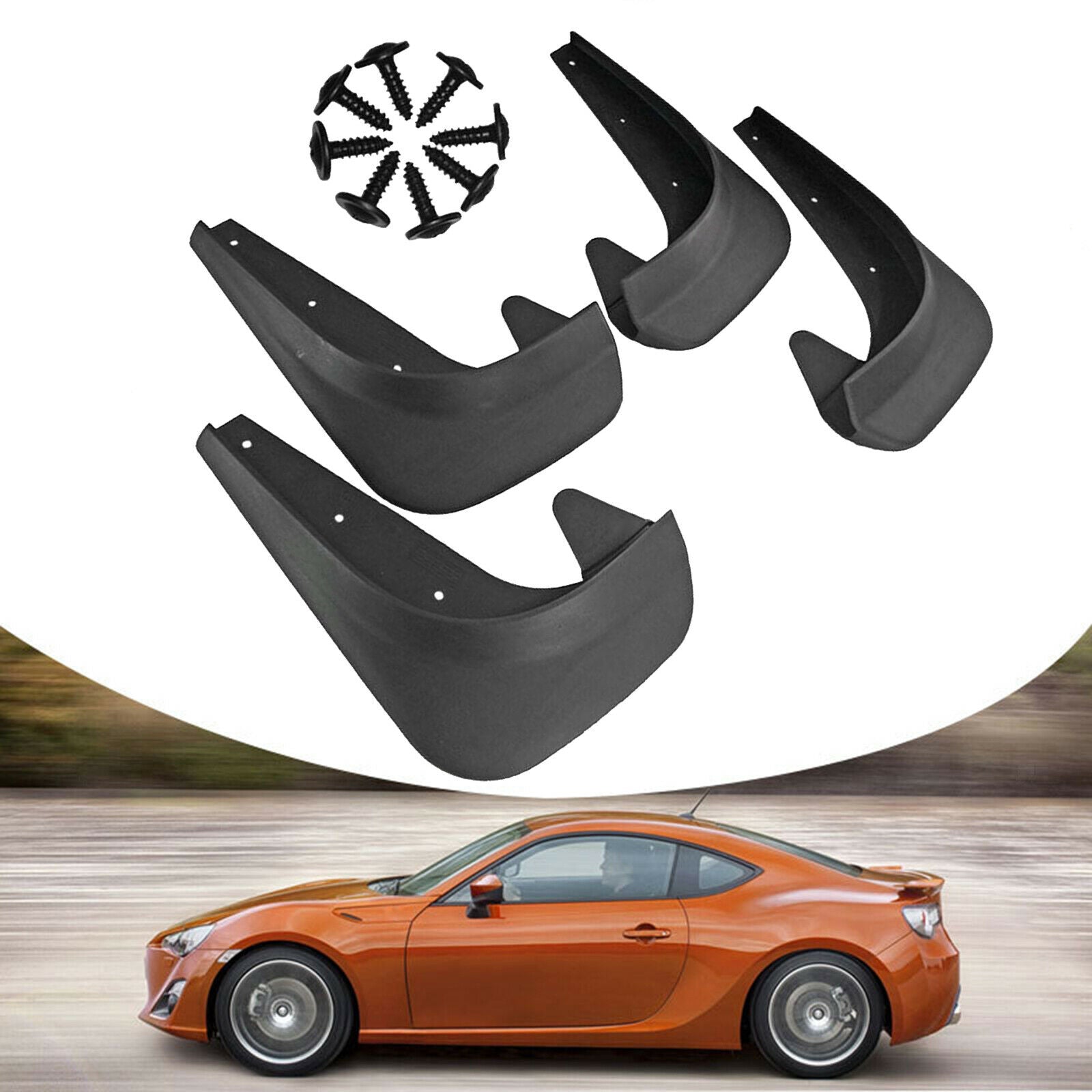 Car Mud Flaps Splash Guards Soft Plastic Front and Rear 250x180mm Black