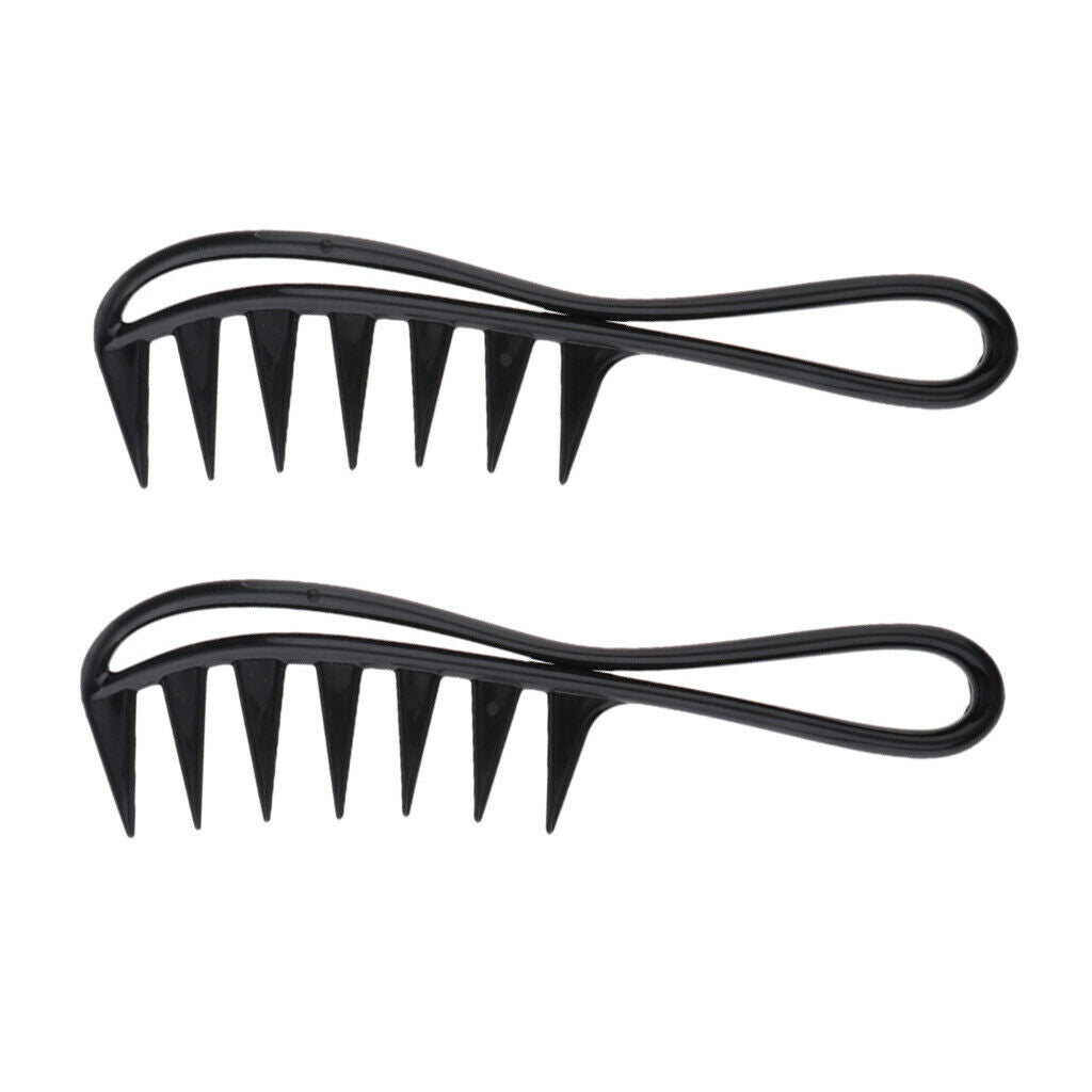 2Pcs Antistatic Wide Tooth Hair Combs Shark-Tooth Barber Hairdressing Comb