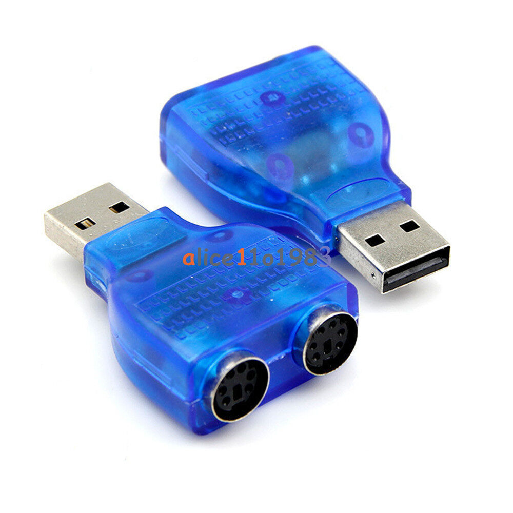 New USB Male To Dual PS2 PS/2 Female Mouse Keyboard Splitter Converter Adapter