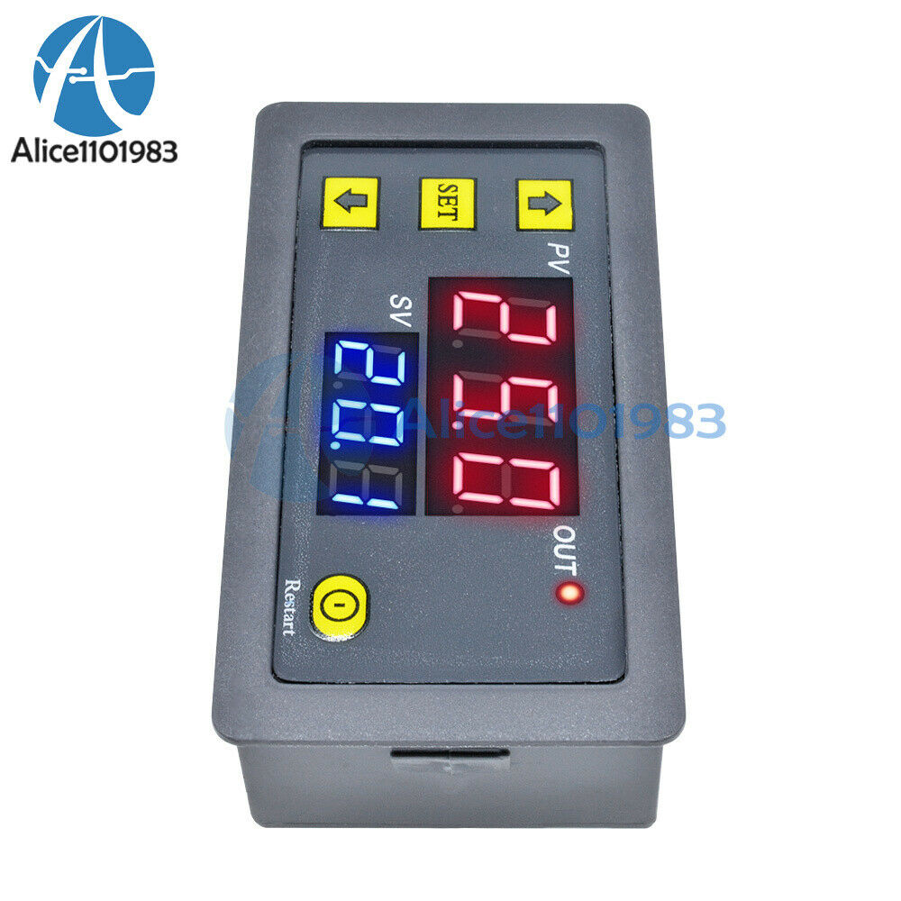 12V Thermostat Cycle Timer Delay Dual Display Relay Module 0-999 hours