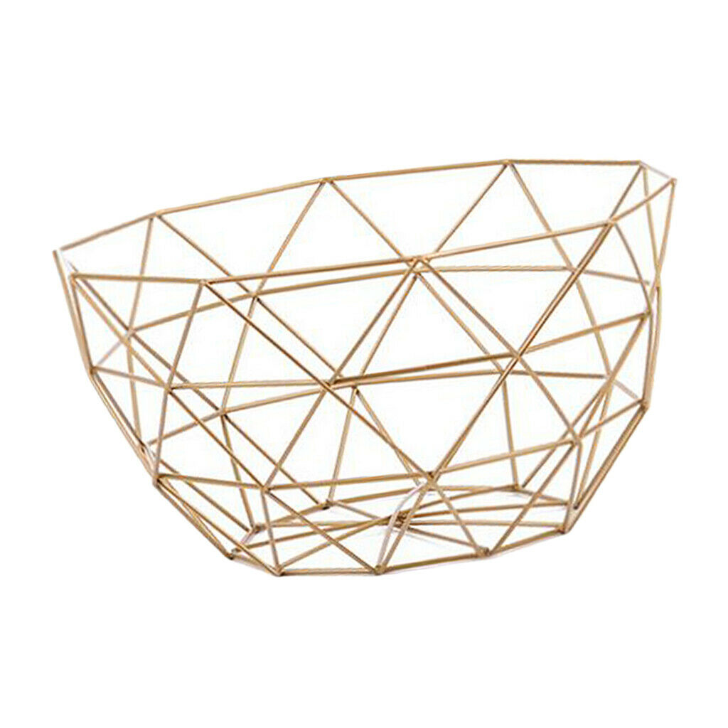 2pcs Fruit Bowl Basket Copper Wire Geometric Design with Modern Styling