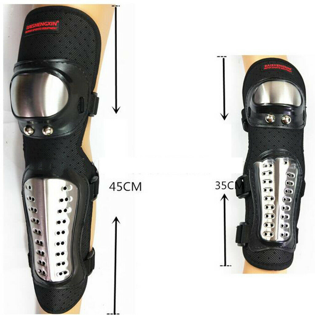 Alloy Steel Motorcycle ATV Motocross Elbow Knee Shin Guard Pads Protector