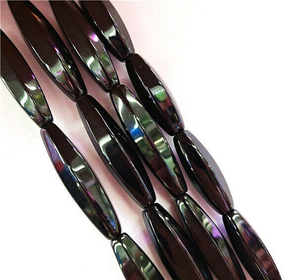1 Strand 40x10mm Black Obsidian Hexagon Olive Loose Beads DIY 15.5inch HH8526