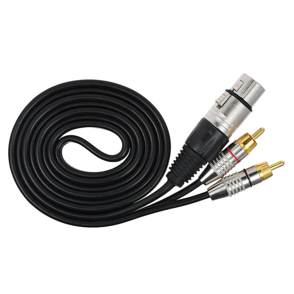 2 Pieces RCA Male to XLR 3 Pin Female Jack Speaker Cable Splitter Lead