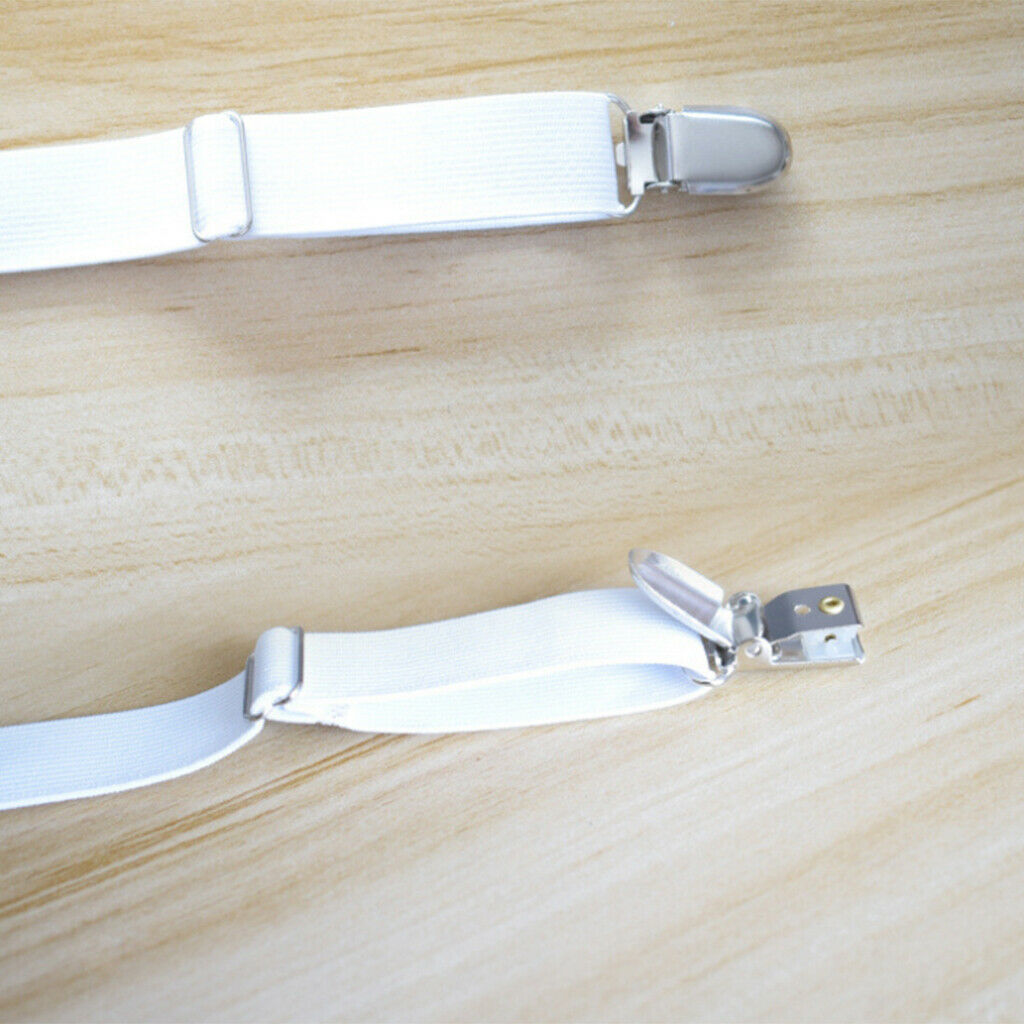 4pcs 2-head White Bed Sheet Grippers Suspenders Garter Fastener Clips Straps