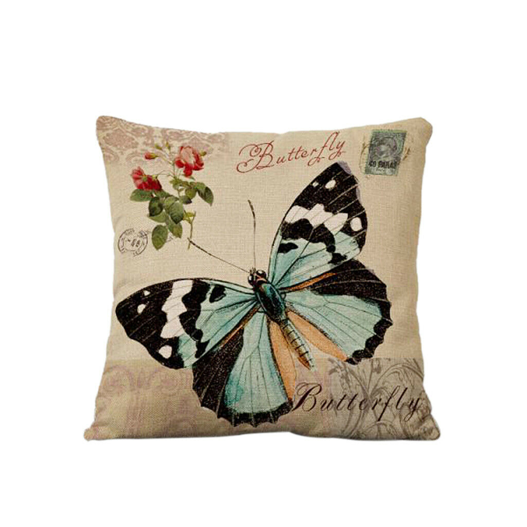 2x Retro Butterfly Cotton Linen Home Sofa Car Cushion Covers Pillow Case 5 Types