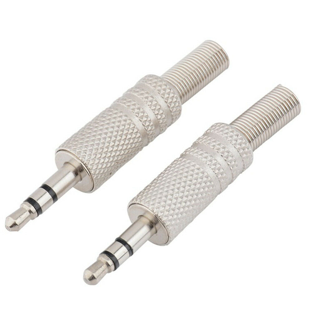 5PCS Plug Connector 3.5mm 3-Pole With Soldering Wire Terminals Stereo Metal