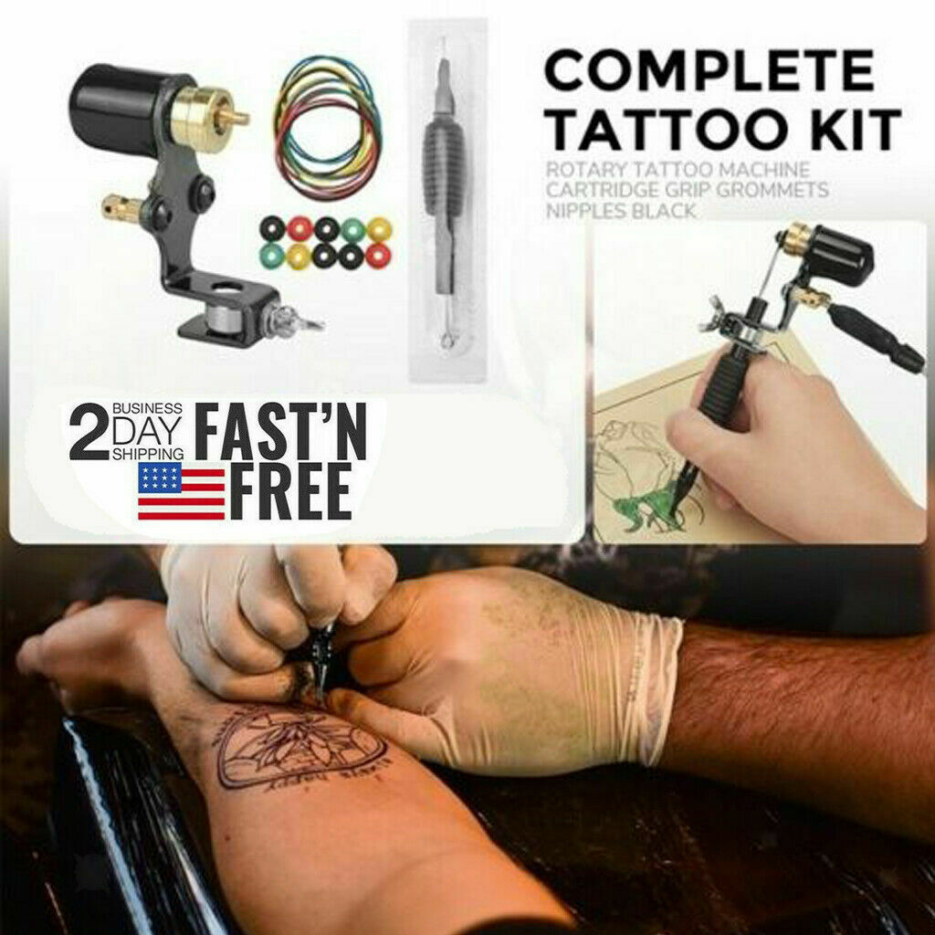 Tattoo Shader Machine Grommets Rubber Bands Supplies Set for Beginners Black
