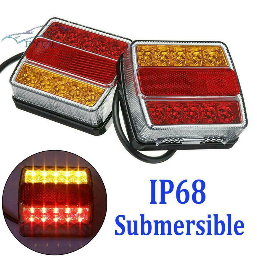 2X Waterproof Boat Marker Truck Rear 16 LED Submersible Trailer Tail Lights Kit