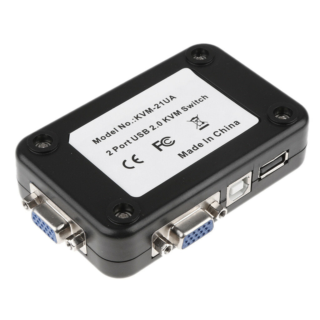 USB2.0 2-Port KVM Switcher Switch Box Mouse / Keyboard / VGA Video Monitor