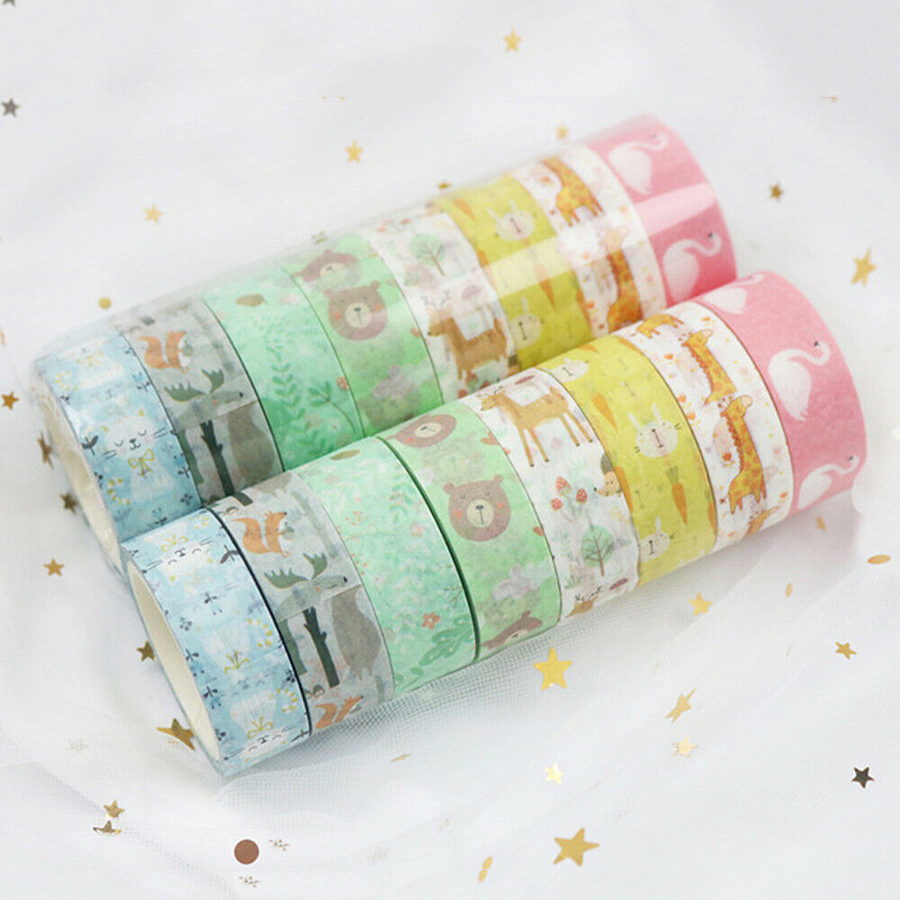 8 Rolls Cute Animal Pattern Washi Paper Tape Stickers Scrapbooking Planner DIY