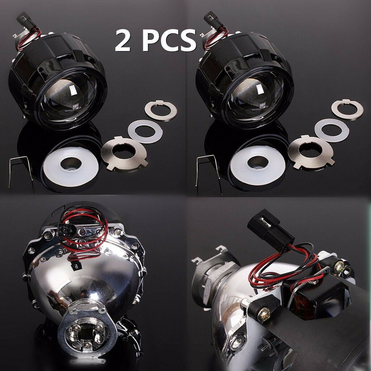 2.5'' HID Bi-xenon Projector lens Kit Headlamp Light Bulb Shroud H1 H4