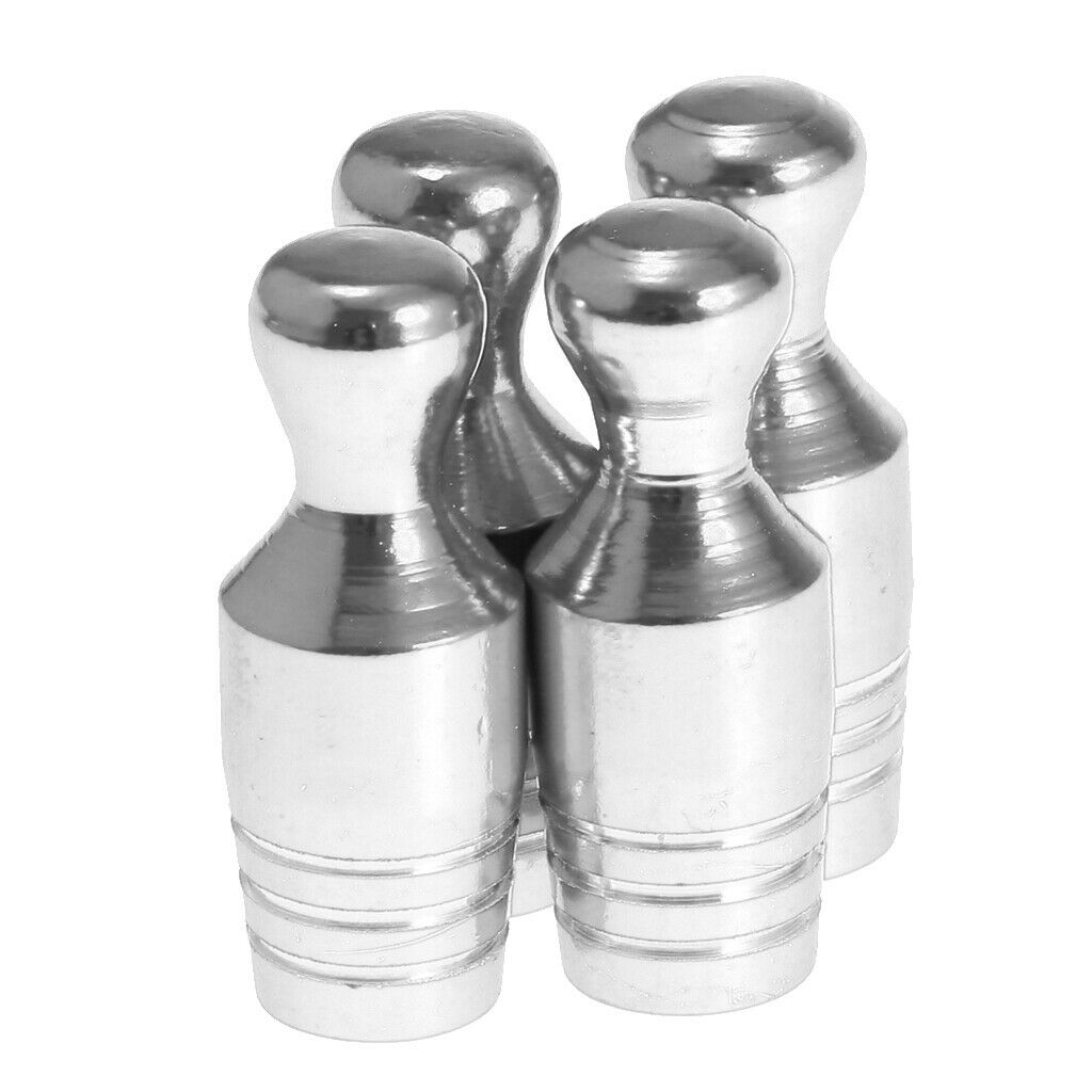 4X Car Bicycle Wheel Tire Air Valve Stems Cap Dust Cover Bowling Type Sliver