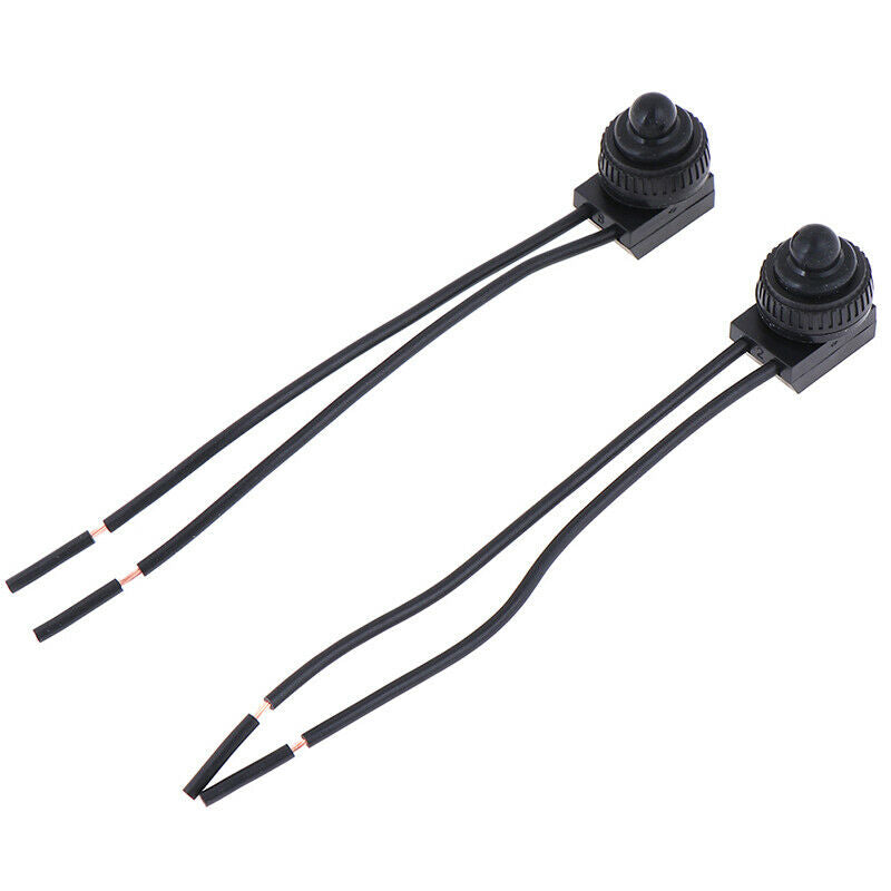 2PCS 12V Waterproof Push Button On-Off Switch With 4" Lead Wire Black MEA.l8