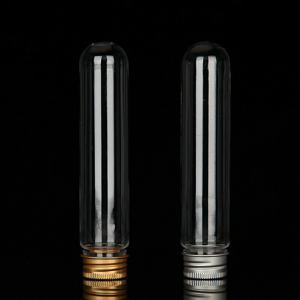 10Pcs 80ml Plastic Clear Cylinder Test Tubes with Lids Candy Bottle Container