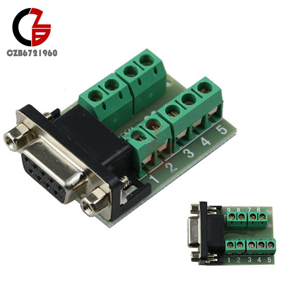 DB9 Connector Female Adapter RS232 Serial to Terminal Signals Terminal Module