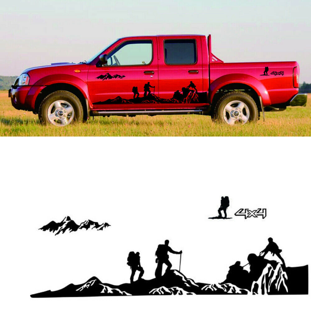 2x Car Truck Body Stickers Decals Black Mountain Peak Style 260 x 50cm Universal