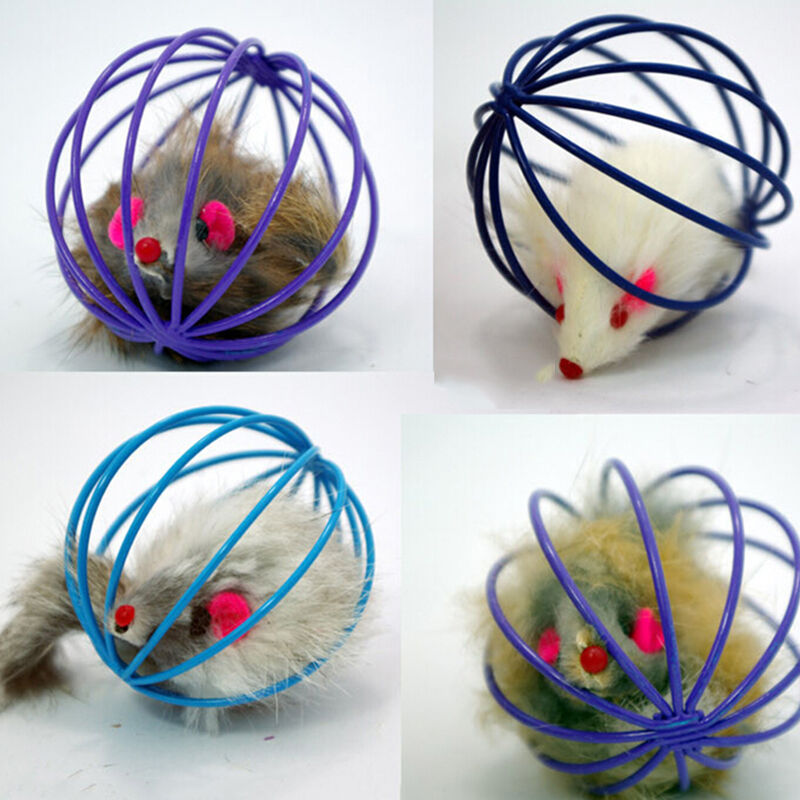 Fun Gift Play Playing Toys False Mouse in Rat Cage Ball For Pet Cat Kitte.l8