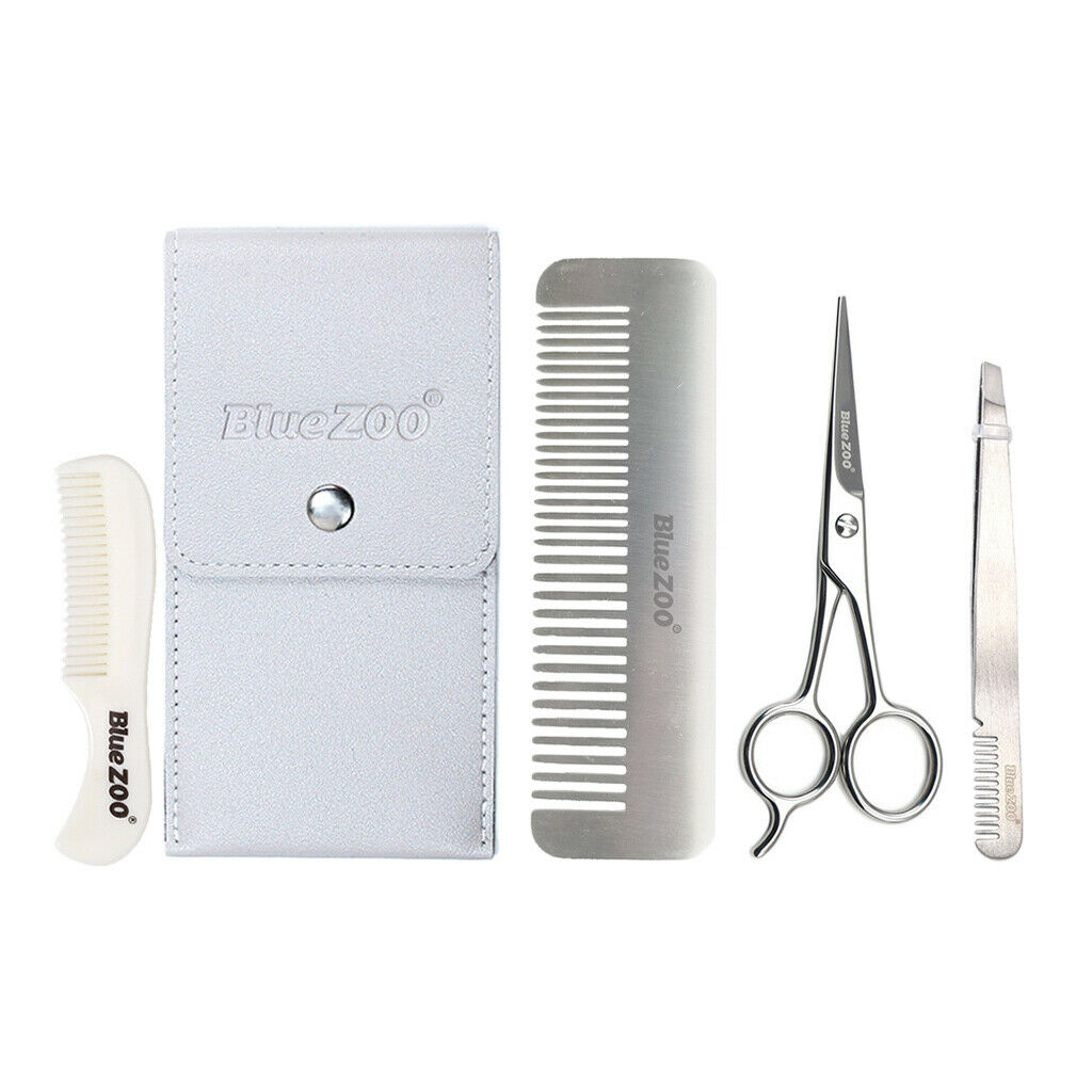 5Pcs Mens Beard Grooming Kit Beard Scissor Tweezer Storage Bag Gift Set