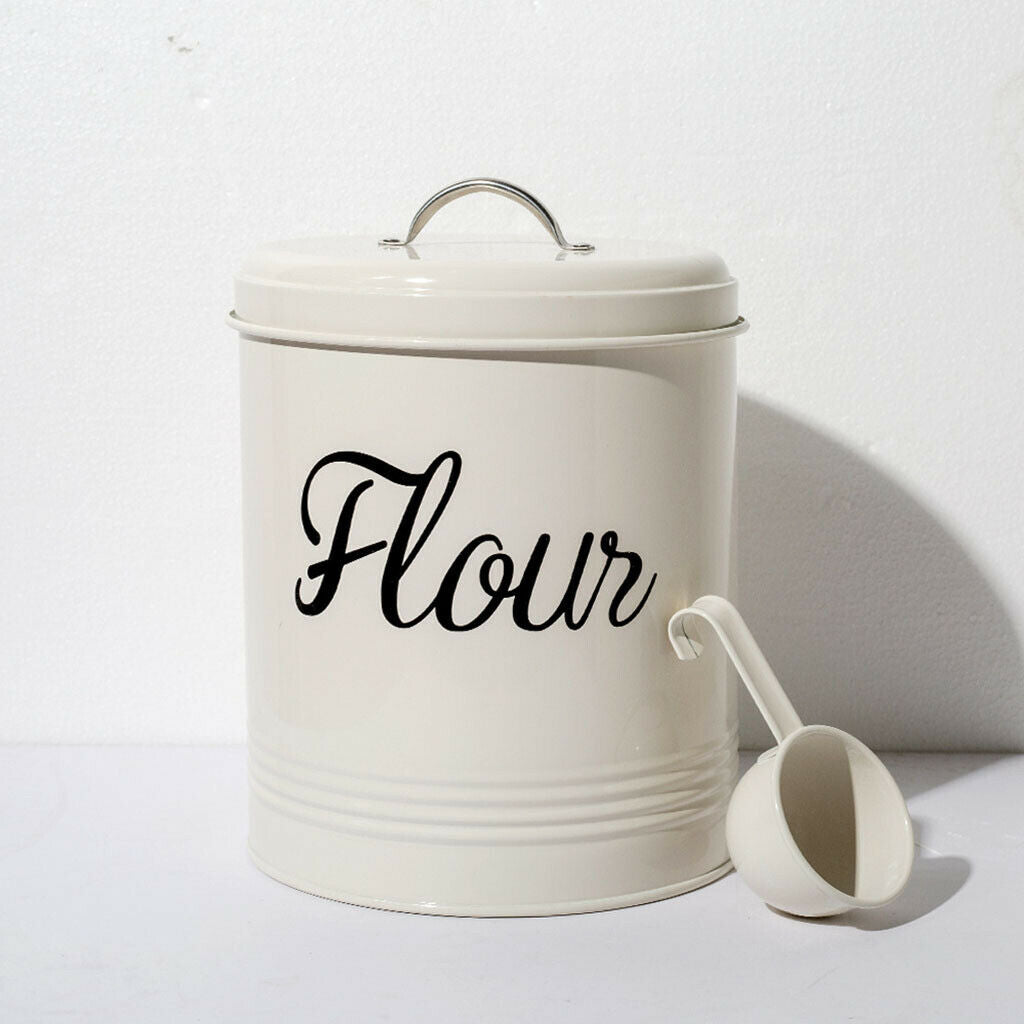 Metal Kitchen Food Flour Storage Tin Jar 5L Canister Box 17x20.5cm
