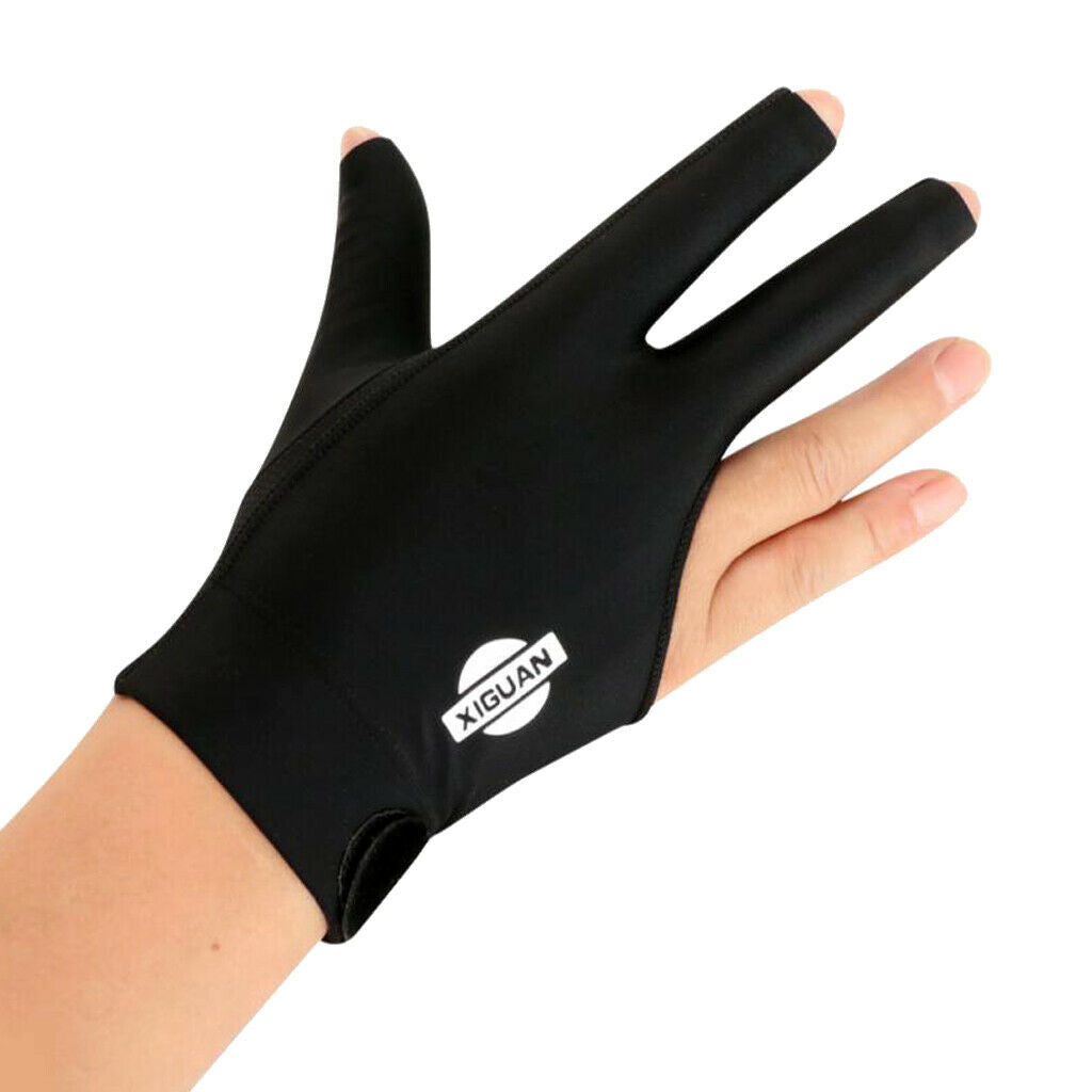 3-Finger Professional Elastic Right Hand Snooker Pool Billiard Glove Black