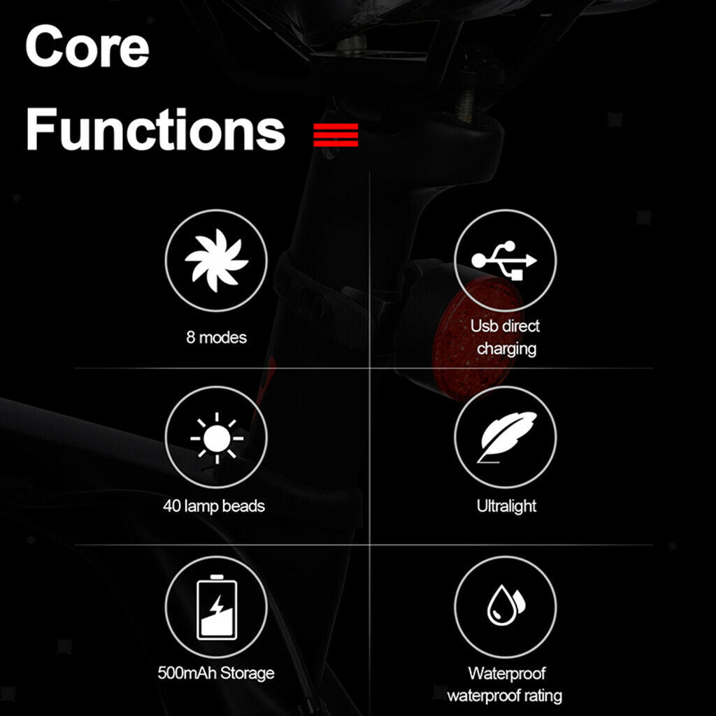 2 Pieces   Bright Bike Rear Light 40pcs COB 500mAh Easy to Install