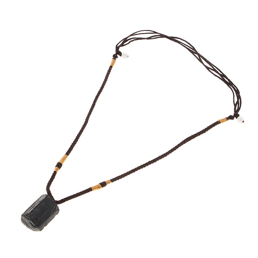 Natural Black Tourmaline Crystal Necklace - for Dispels Negative Energy | Guard
