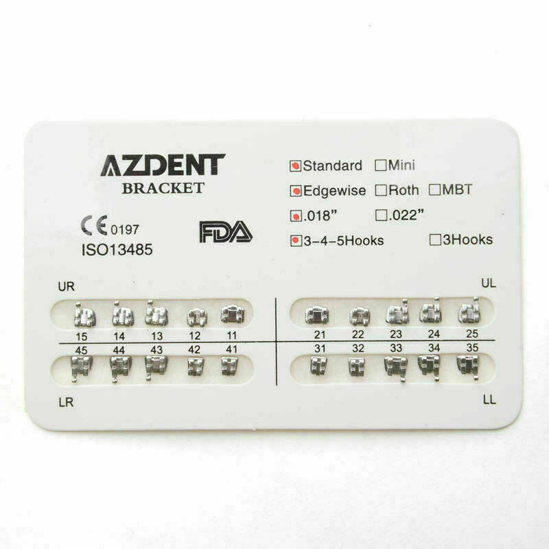 40 Packs Orthodontics Brackets Dental Braces Standard Edgewise 018" 3-4-5 Hooks