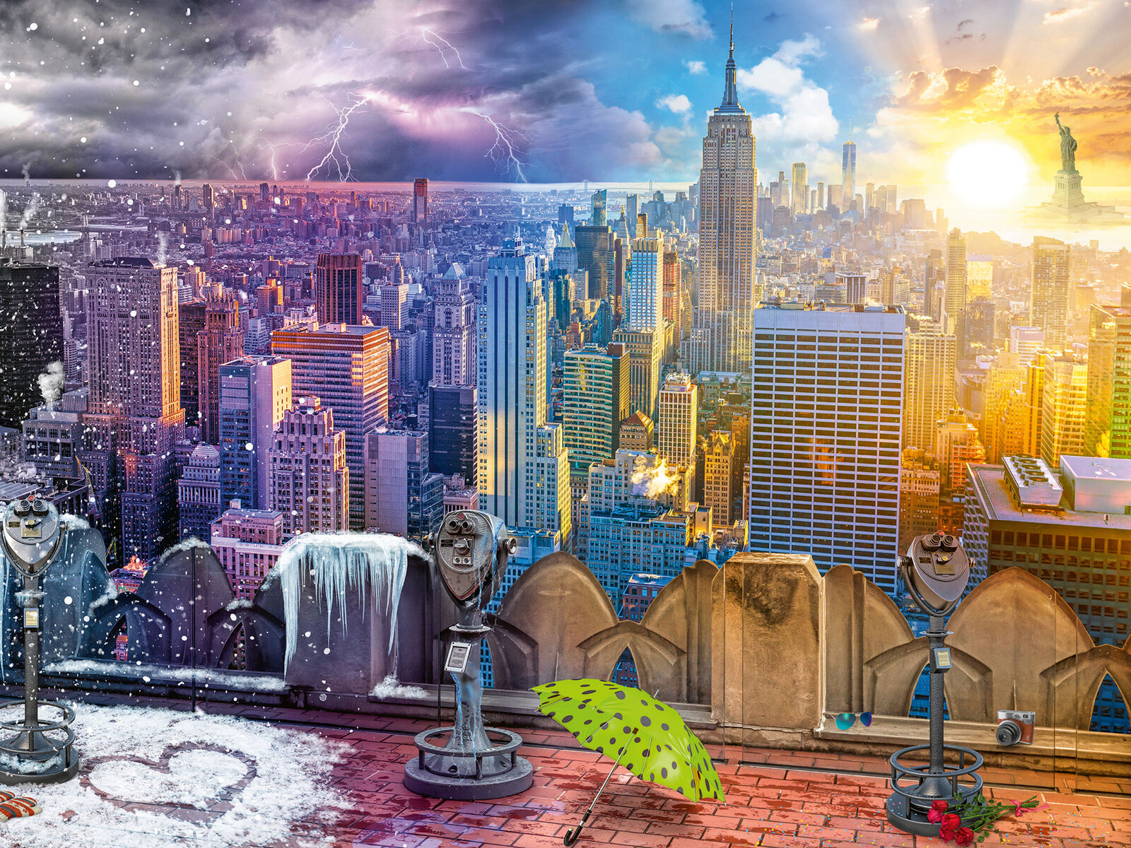 16008 Ravensburger New York Summer and Winter Jigsaw Puzzle 1500pc Age 12 Years+