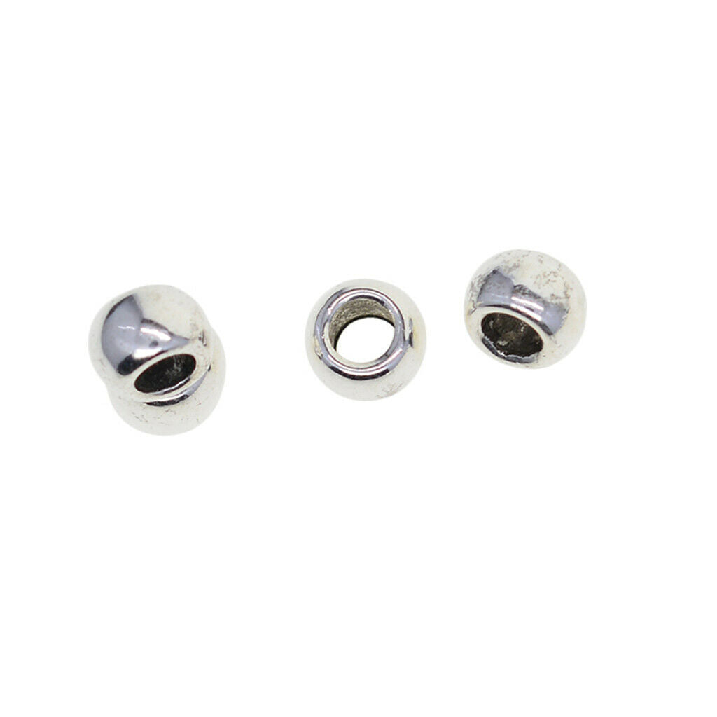 100 Pcs Alloy Round Loose Spacer Rondelle Beads Jewelry Making