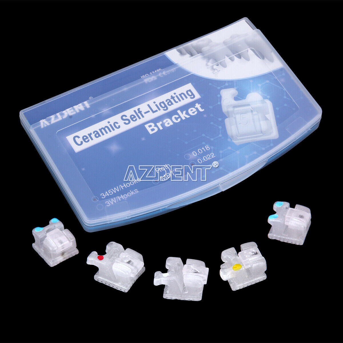 2 Kit Dental Orthodontic Ceramic Self-Ligating Brackets Braces MBT 022 Hooks 345