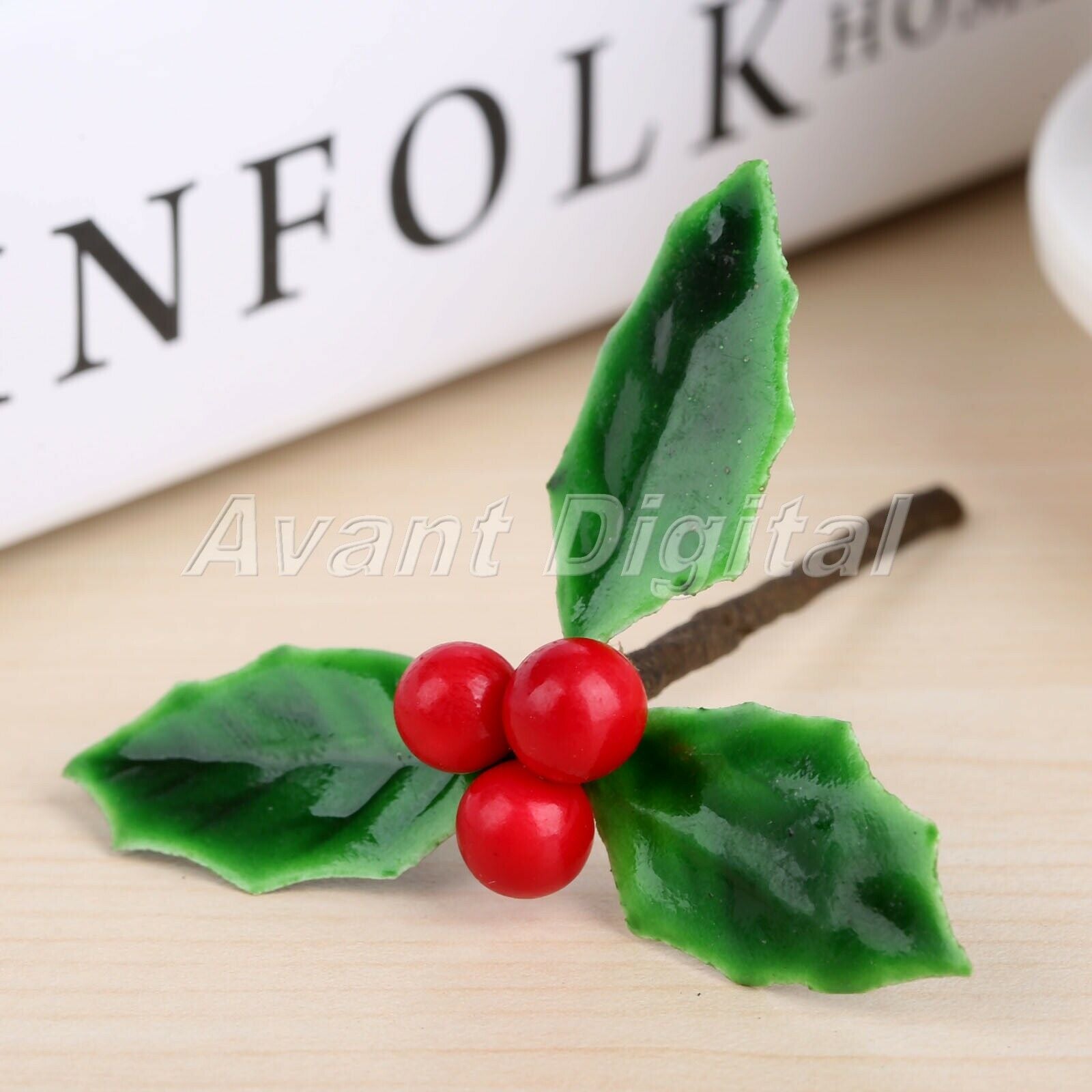 Decoration Artificial Berries Flowers Green Leaves DIY Christmas Ornaments 5Pcs