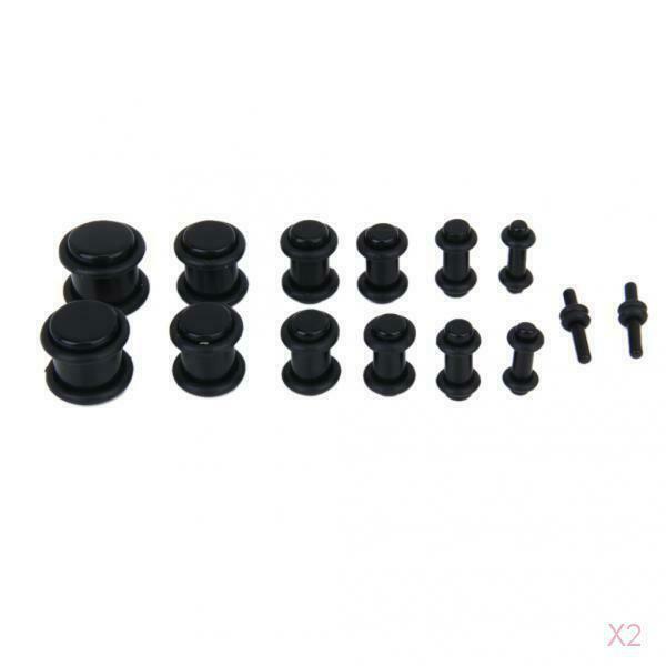 7 Pairs Black Acrylic Ear Tunnels Plugs Ear Stretcher Expanders 00g-12g