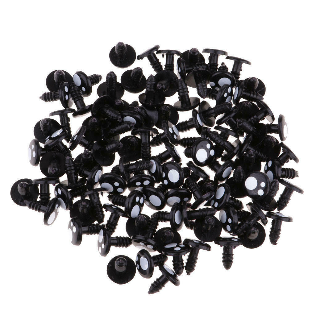 100pcs Plastic Safety Eyes Round Eyeballs For Bear Soft Stuffed Animals 12mm