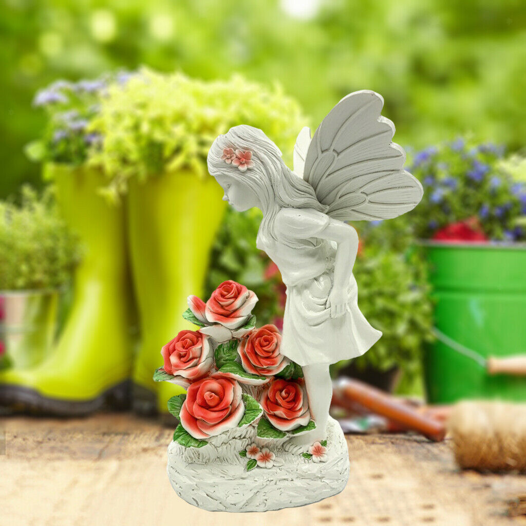Garden Angel Flower Fairy Statue Micro Landscape for Home Outdoor Garden