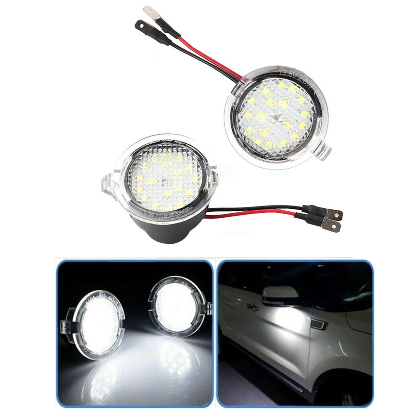 LED Side Rear View Mirror Puddle Lights For Ford Focus F150 Raptor Edge Fusion
