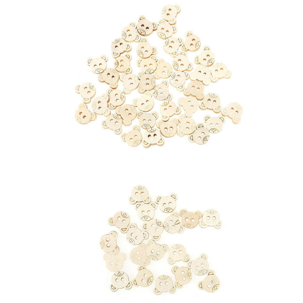 40PCs Wooden Sewing Buttons Scrapbooking Animal Mixed Natural Color Two H.l8