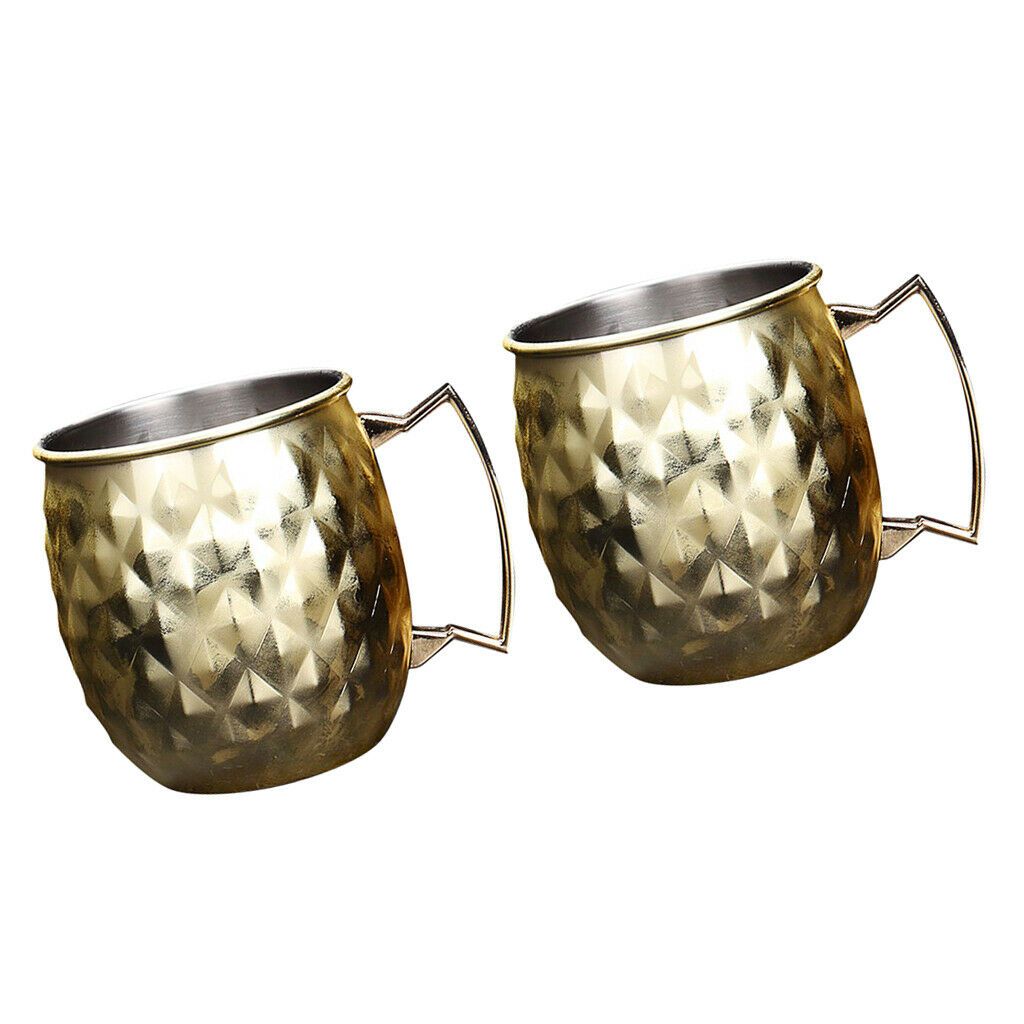 Set of 2, Moscow Cup Copper Stainless Steel Mug 550ML/18.6OZ Barware Golden