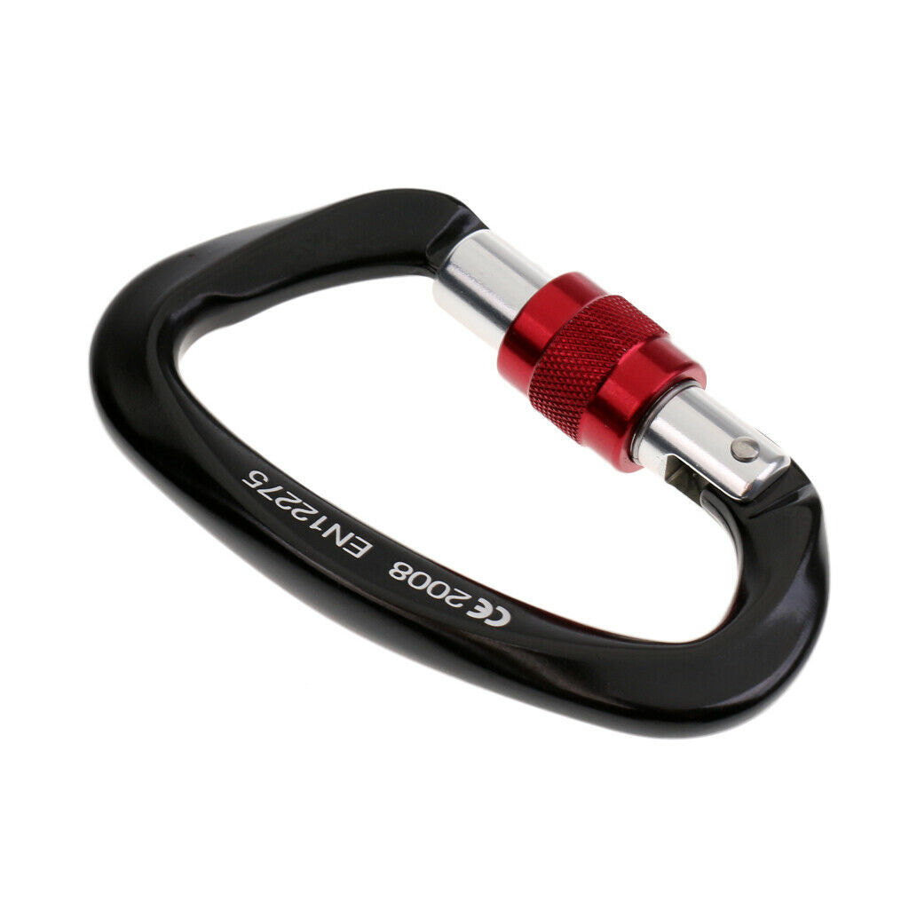 Carabiner Screw Lock Spring Link Buckle Keychain for Hiking Dog Leash Black