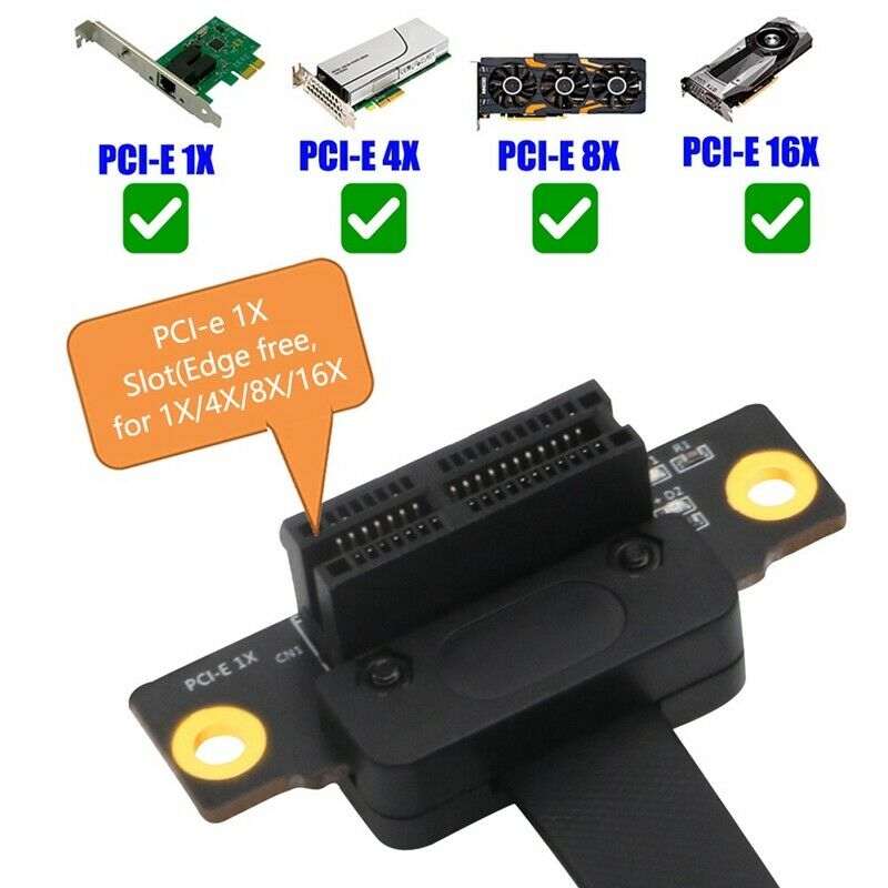 PCI Express 36Pin 1X Extension Cable with 12V/3.3V Power LED Dual Vertical 90 L3
