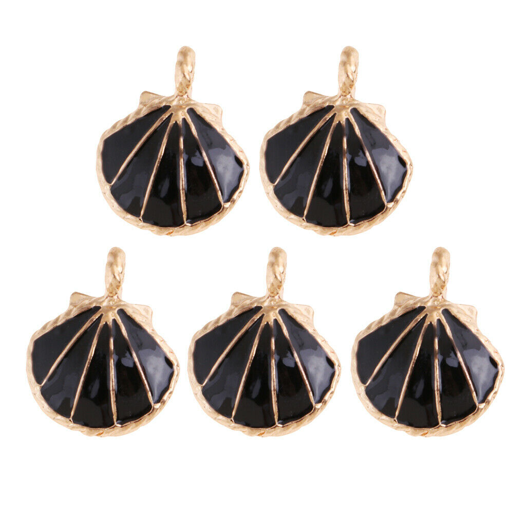 5PCS/Lot Alloy Shell Mobile Necklace Pendant Jewelry DIY Decor Black