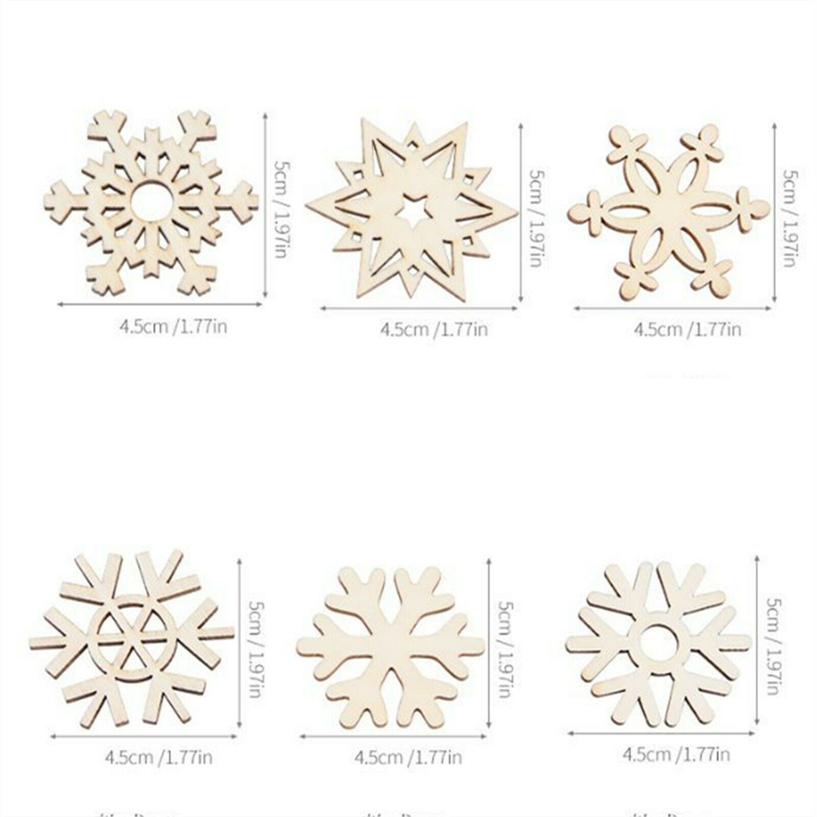 10PCS Christmas Snowflake Wood Hanging Pendant Xmas Tree Home Party Decoration